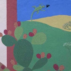 Dipinto murale - fico d'india e ramarro