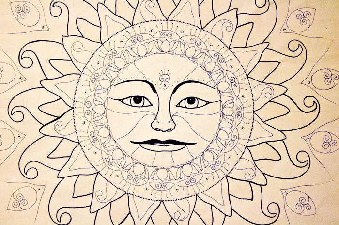 Decorazione d'interni, pannelli decorativi, decorazione applicata, decorazione ornamentale,vetro, porte a vetro, motivi naturali, sole