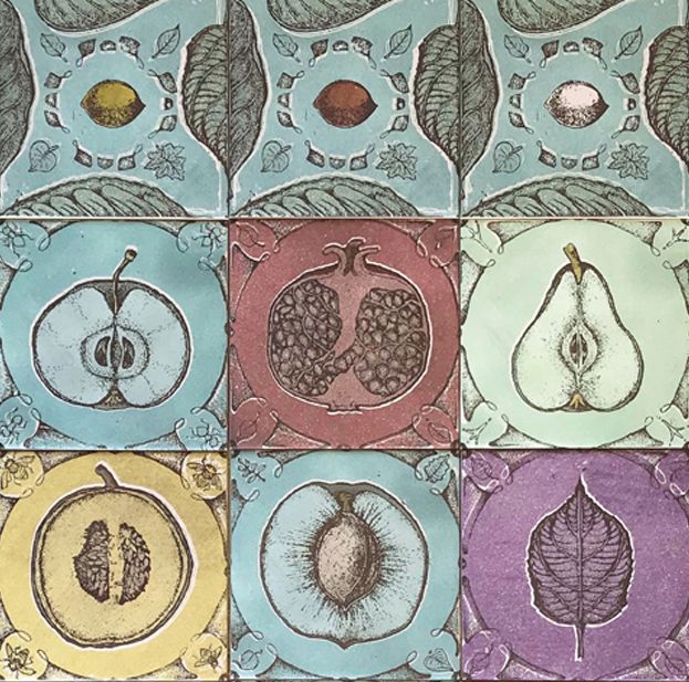Mattonelle decorative per cucina, motivi decorativi disegnati a mano e stampati su piastrelle